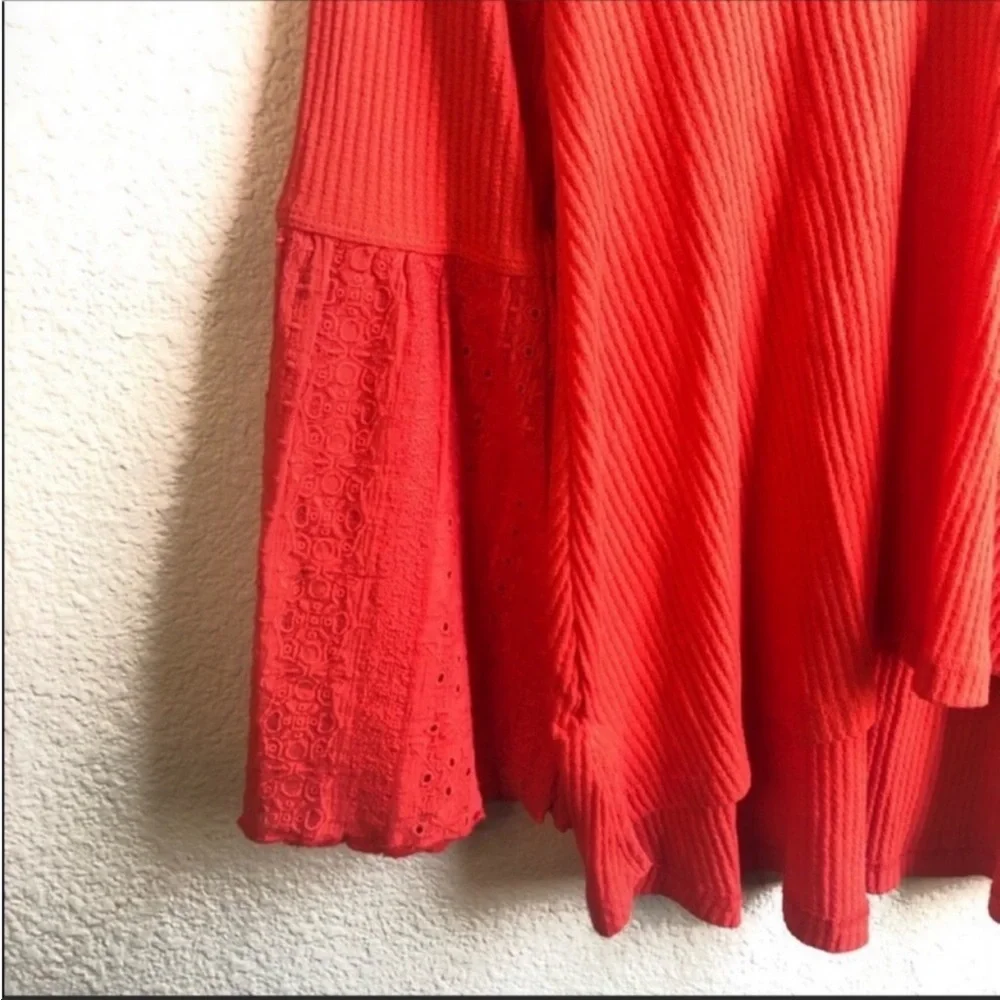 Free People orange flare sleeve blouse